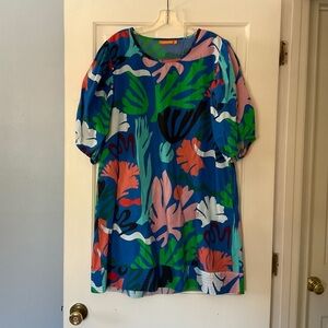 Tuckernuck Oliphant Puff Sleeve Crew Neck Dress Blue Size 2XL XXL Resort Travel